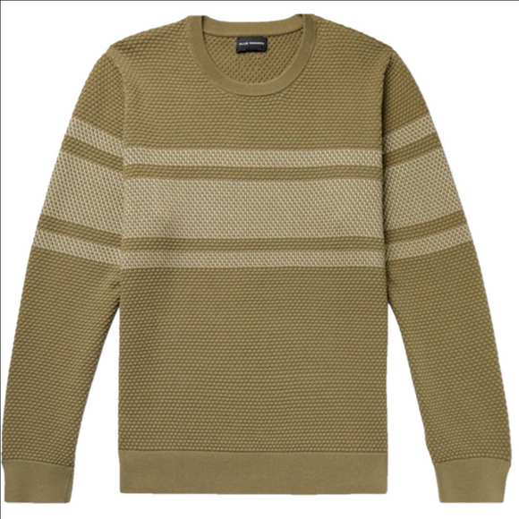 Club Monaco - Striped Honeycomb-Knit Cotton-Blend Sweater - Brown Nwt Medium - Picture 1 of 10